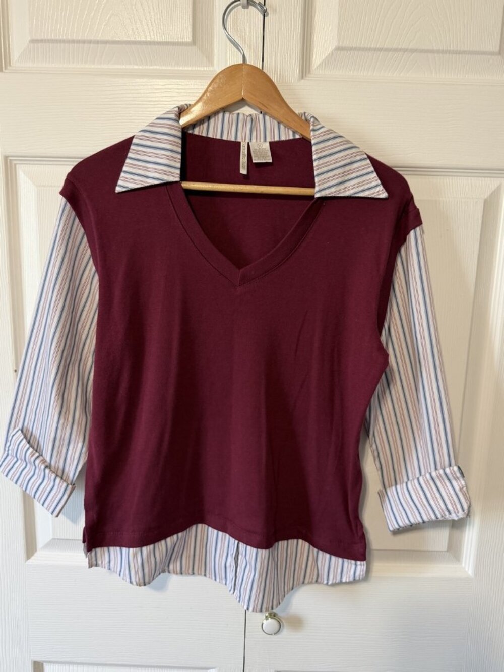 Samantha Stuart Mixed-Media Top, Size XL